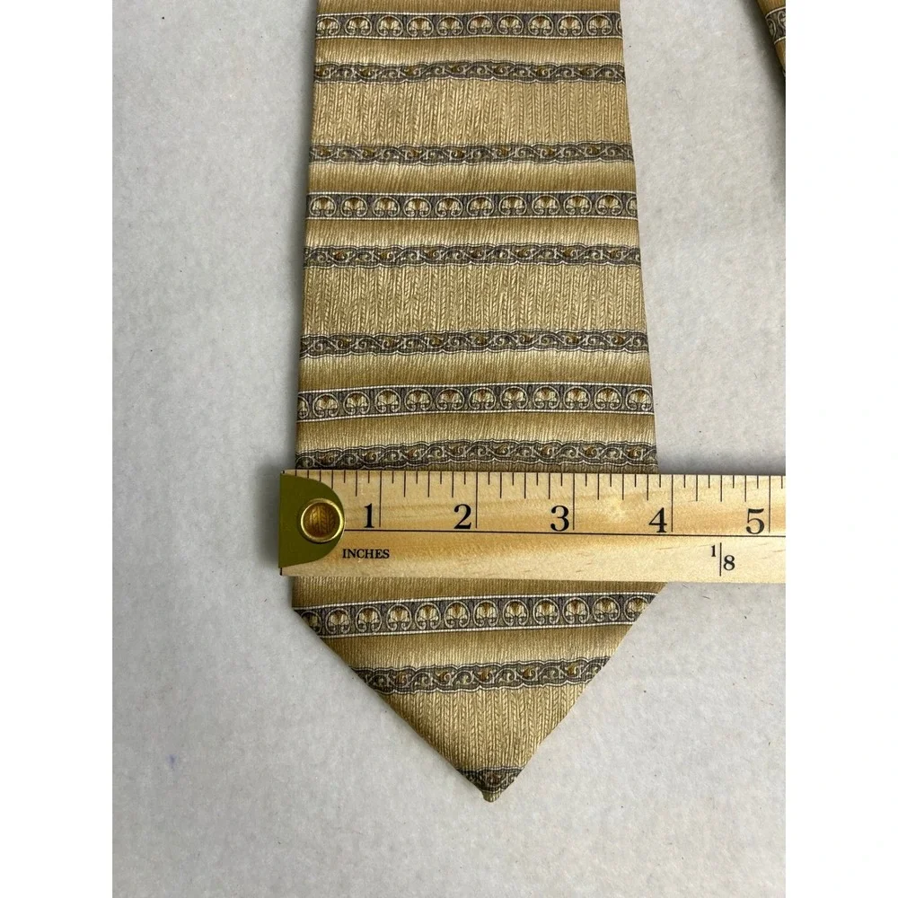 Professional‎ Milano Uomo/Van Heusen Mens OS Brown Gold Silk Tie Bundle Lot 2pc